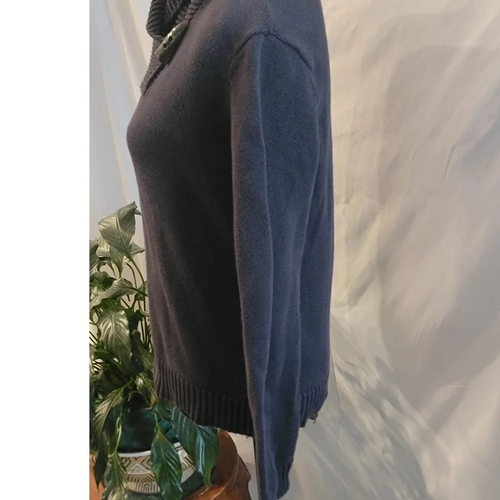 Chaps Mens Navy Blue Cotton Shawl Collar Toggle Button Sweater Size M